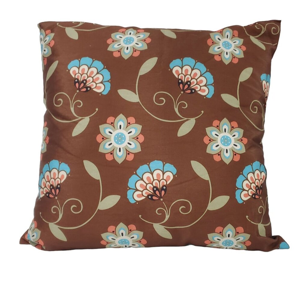 Pier 1 One Decorative Accent Floral Stripe Pillow Cushion Cover 18 x 18